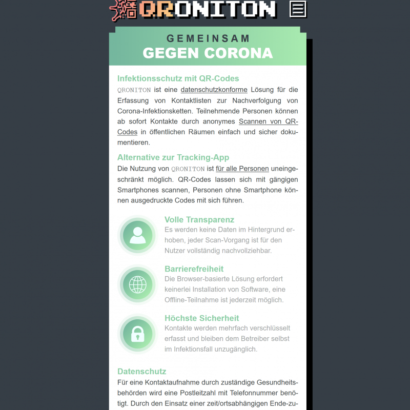 Startseite QRoniton